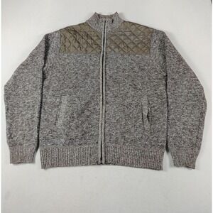 Gioberti Sweater Mens XL Brown Grandpacore Quilted Fleece Lined Cabincore Knit